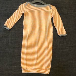 Orange and white stripped 0-3 month sleep gown